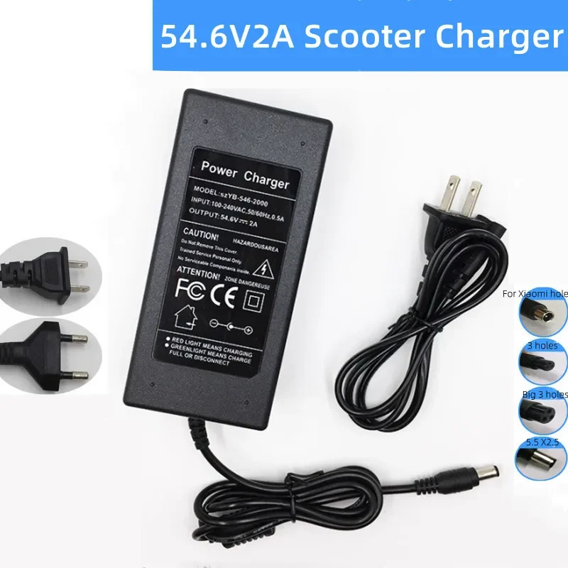 Electric Scooter Charger - 54.6V 2A Lithium Batterij Oplader Elektrische
