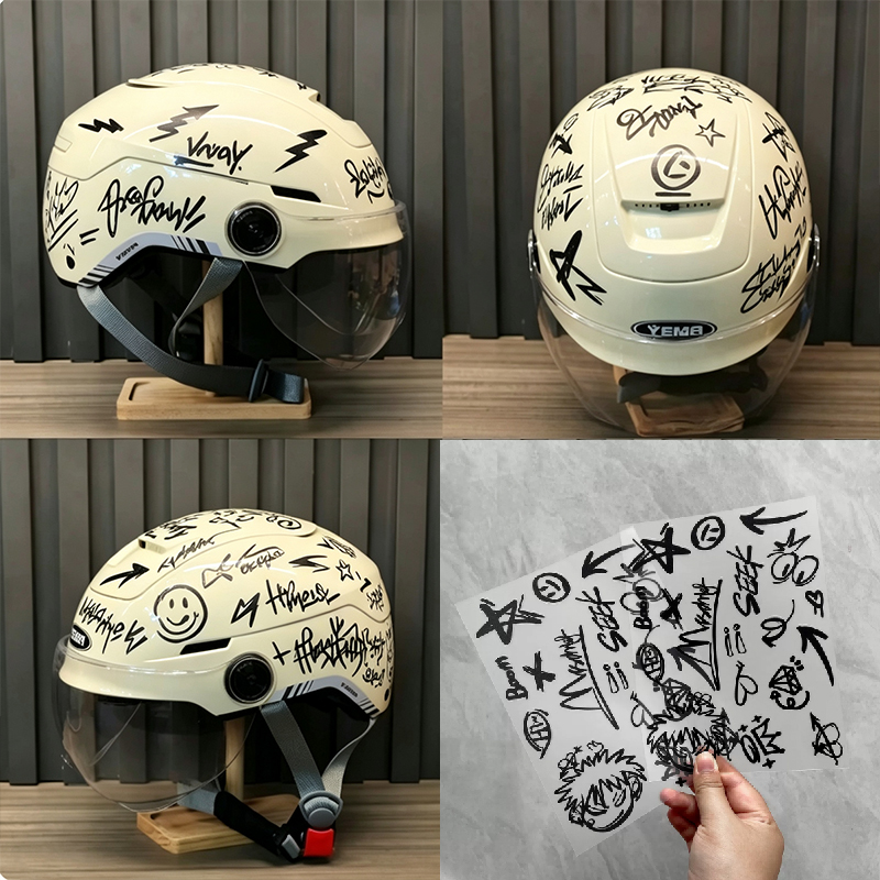 2 stuks Punk Graffiti Motorhel - Scooter Helmet Set recensie en prijs